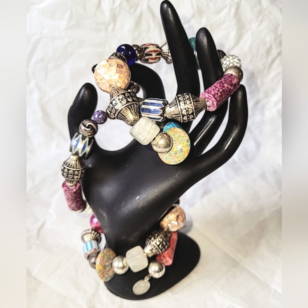 MULTI-COLORED BEAD WIRE WRAP BRACELET